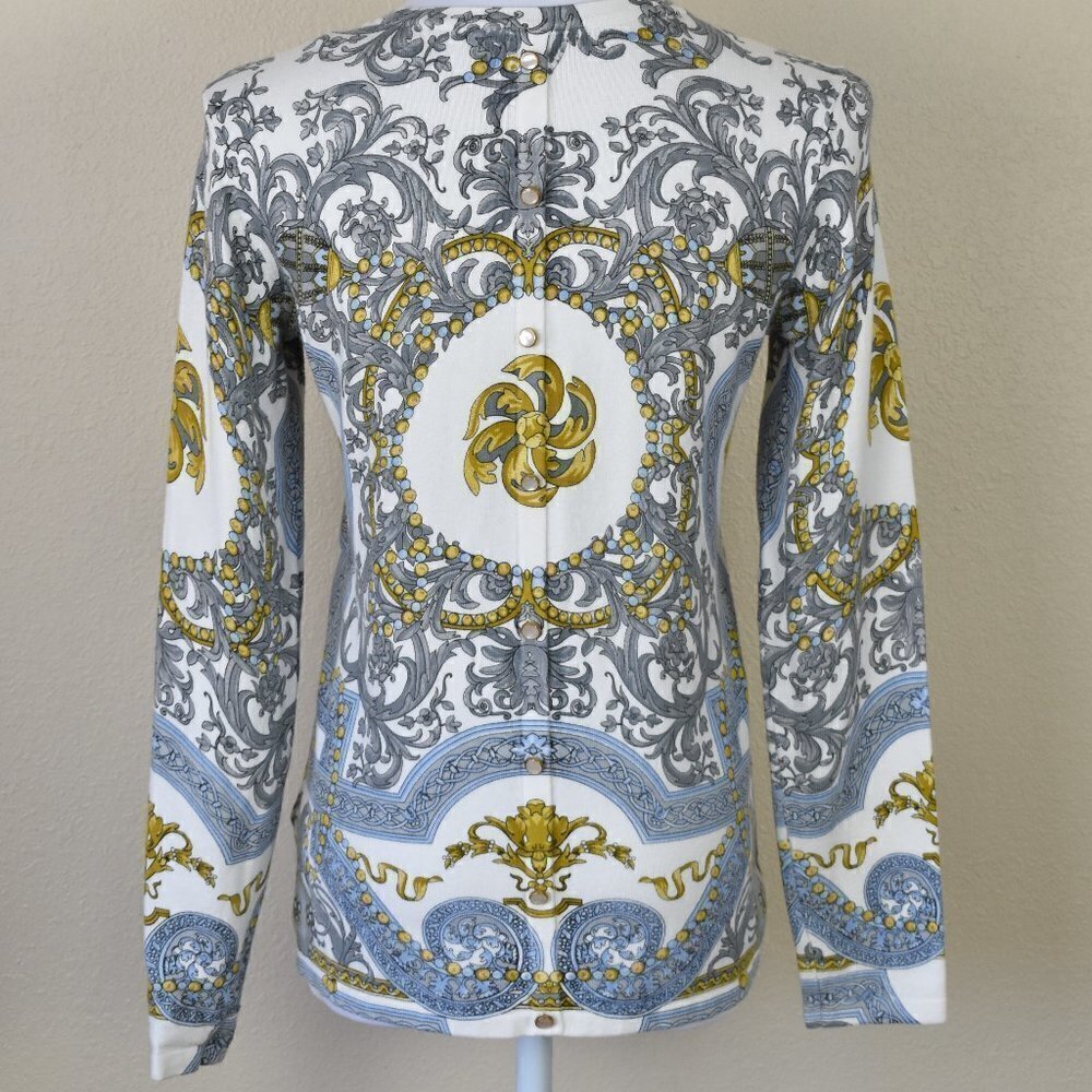 J. McLaughlin Printed Long Sleeve Button Back Sweater - Picture 6 of 9